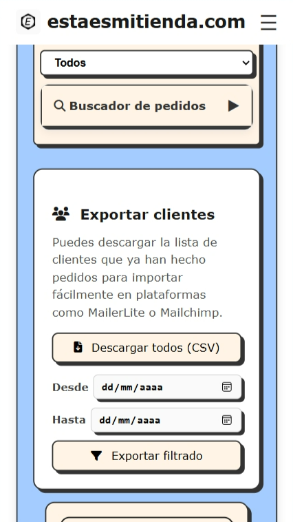 Exportación de clientes